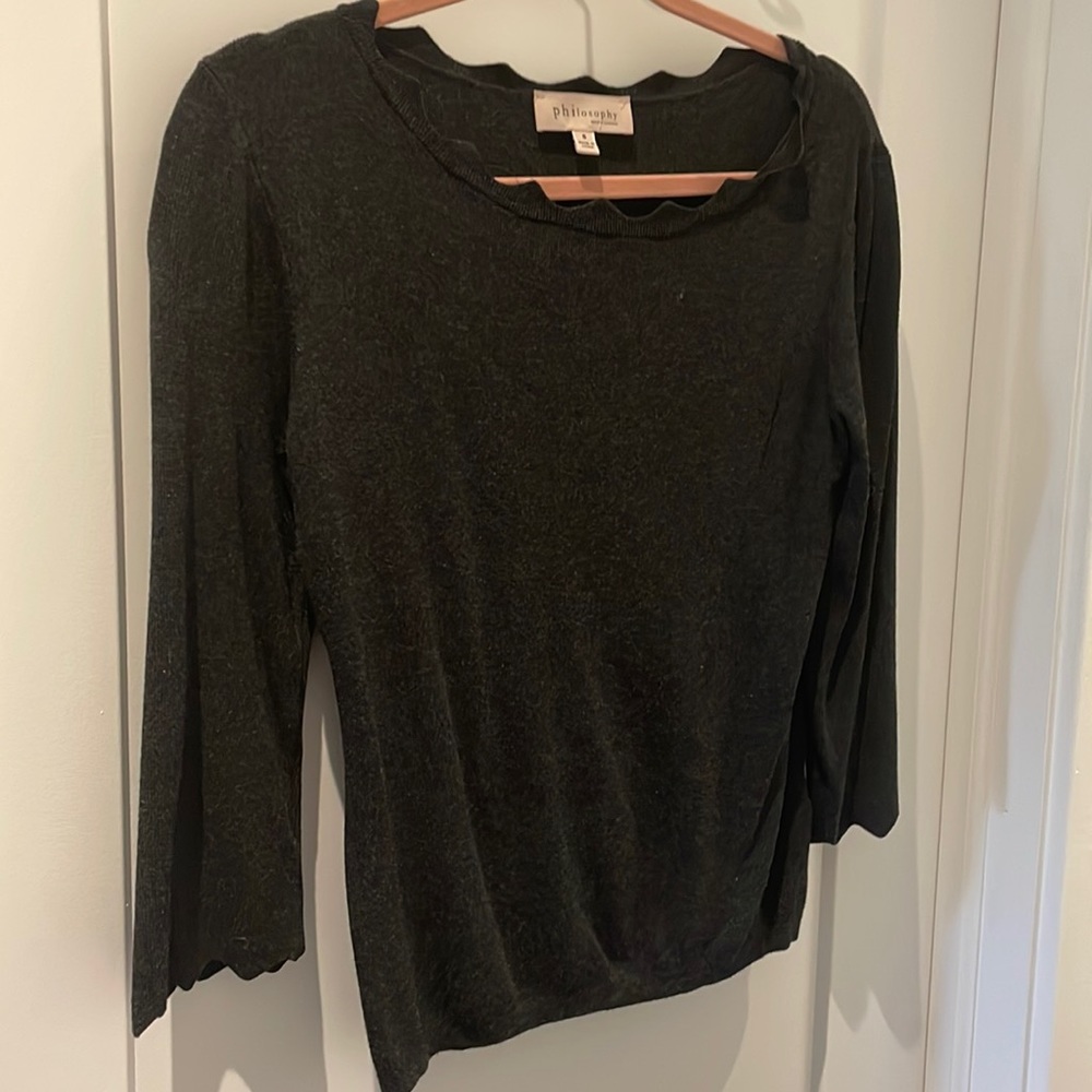 Philosophy scalloped neck sweater, Heather, Small